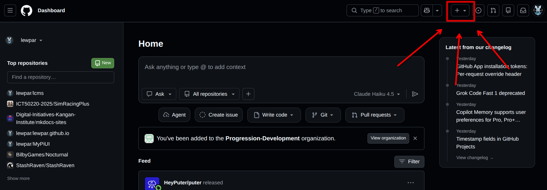Create Repository Button
